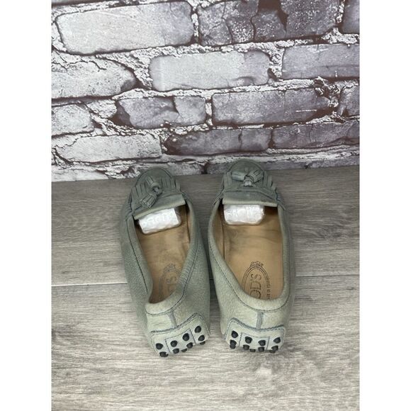 Tods Grey Solid Fringe Leather Kiltie Tassel Driving Loafers Women 41EU/10.5M US - Picture 5 of 16